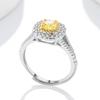 Women Yellow Square Zircon Open Ring Adjustable Fashion Jewelry Accessory For Daily Wear Elegant Gift