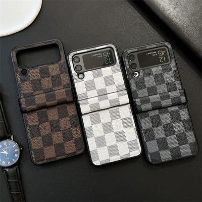 A cuadros Retro Adecuado para Funda de Teléfono Móvil Samsung Zflip3/4 Pantalla Plegable Moda Flip Estuche Protector Anticaídas