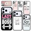 Capa Case para iPhone 17 Air 16 Pro Max 15 Plus 11 13 Mini 14 12 Capa Traseira de Celular Aja Como uma Dama Levante Como um Chefe