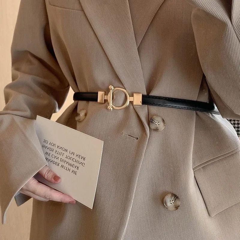 Elegant Womens Versatile Pu Belt Featuring Smooth Buckle Design For Chic Dress Pairings