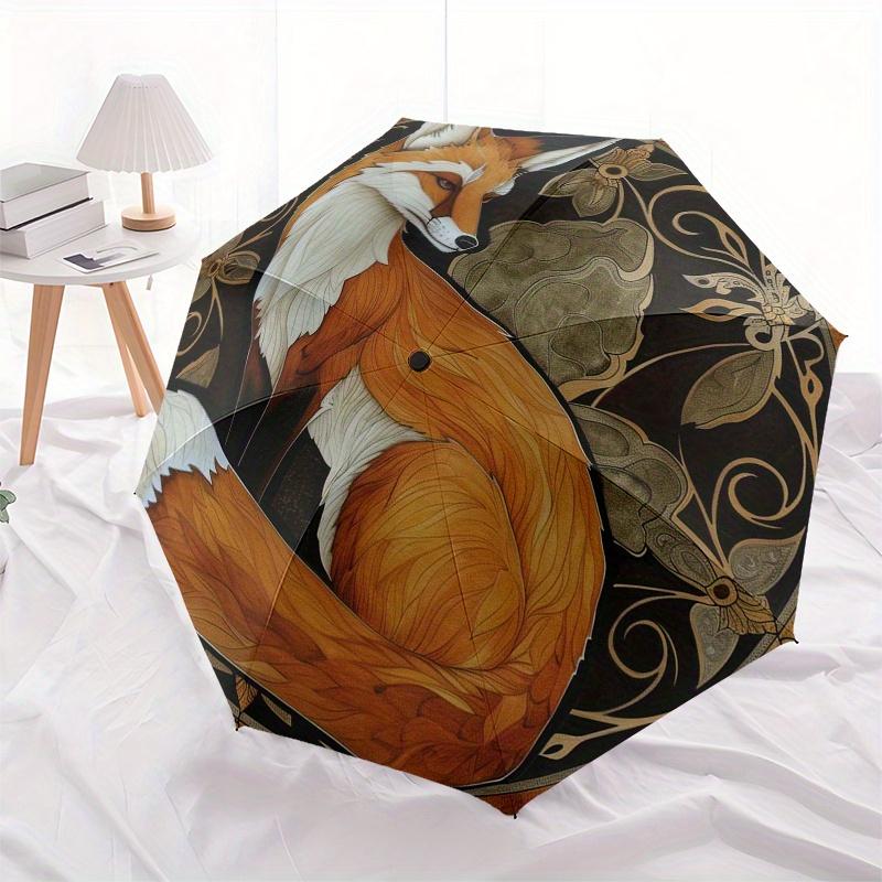 Art Nouveau Fox Wall Decor: Elegant Circular Design for Your HomeUmbrella, Portable 3-Fold Compact Umbrella,Christmas Gift ES552