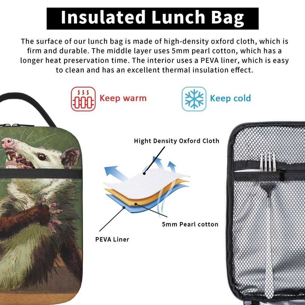 Amateur Opossum Actress Insulated Lunch Bag for Kids School Cooler Thermal Food Box Tote Leakproof Lunch Boxes Container