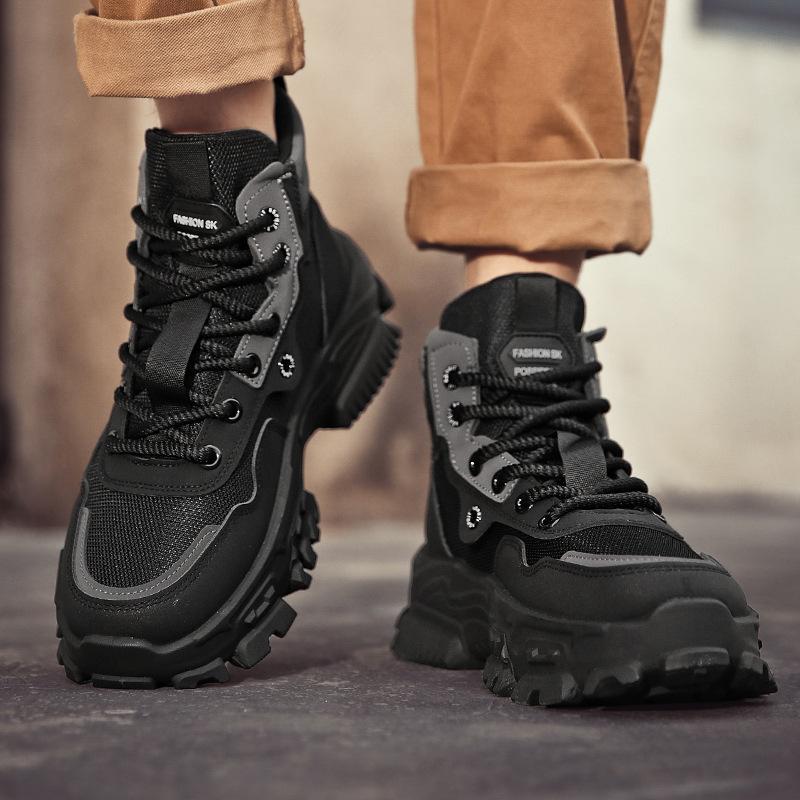Medium and high-top retro thick-soled Martin boots fashionable and breathable men's outdoor tooling boots trendy non-slip and wear-resistant locomotiv