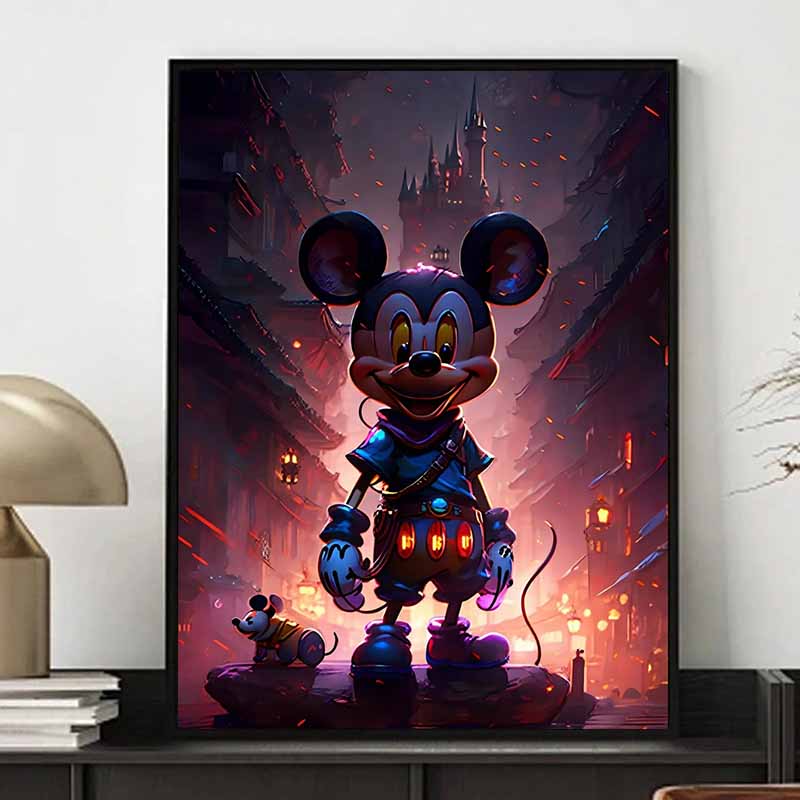 Disney Diamond Painting Mickey Mouse Dark Adventure Style Illustration Wall Decoration Full Diamond Cross Stitch DIY Gift Home Decoration