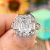 2026 New European and American Temperament Rectangular Zircon Ring, Women's High-end Sense, Geometric Square Zircon, Headwear