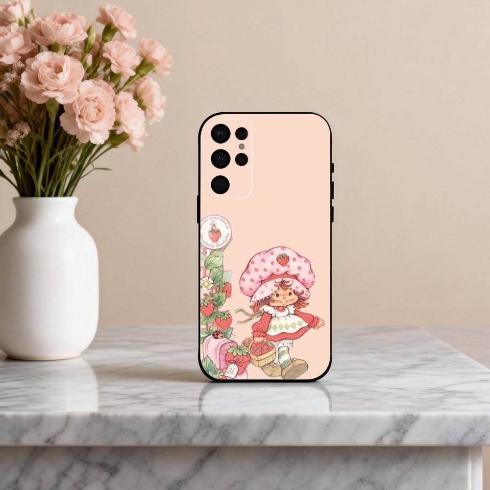 S-StrawberryS Vintage S-Shortcake  Phone Case For Samsung S25,24,23,22,30,21,10,9,Ultra,Plus,Lite,FE,4,5 G Soft Black Case