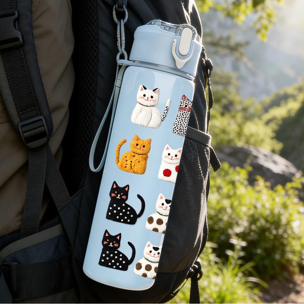 1PC Cat Breed Variety Collection Print 750ml Color Plastic Sports Water Bottle Leakproof Flip Straw Lid Suitable for Sports Office Home Use