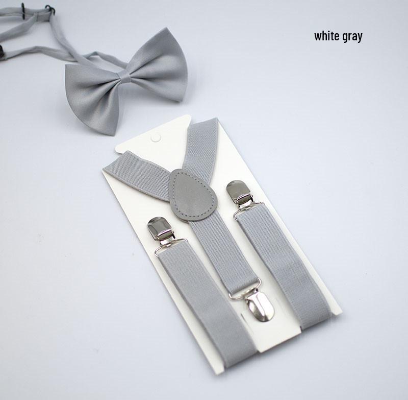 Unisex Kids' Y-Shape Suspenders & Bow Tie Set – 3-Clip Design for Boys & Girls