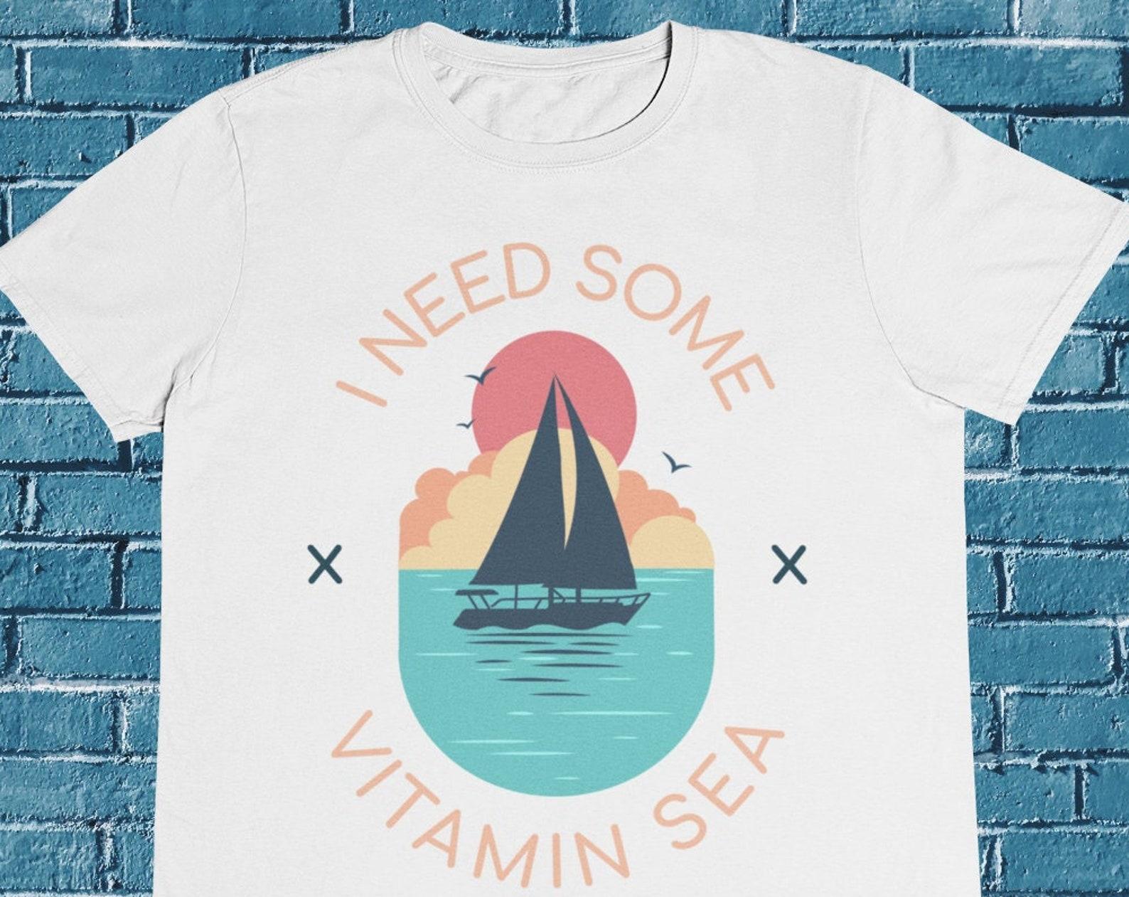 Vitamin Sea T-Shirt: Funny Vacation Graphic Tee, 100% Cotton S