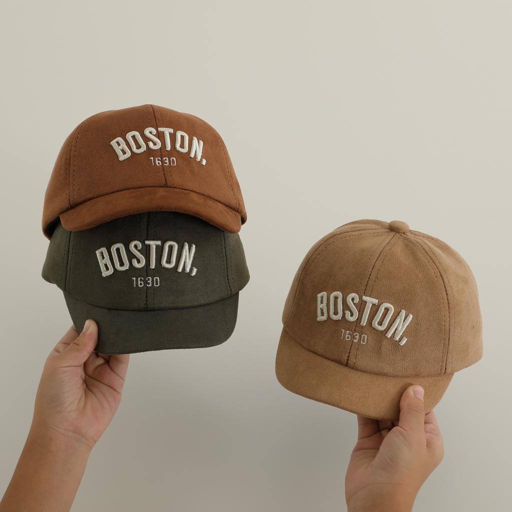 Korean Letter BOSTON Baby Baseball Cap Adjustable Embroidered Peaked Hat For Infant Autumn Soft Cotton Kids Boy Girl Sun Hats