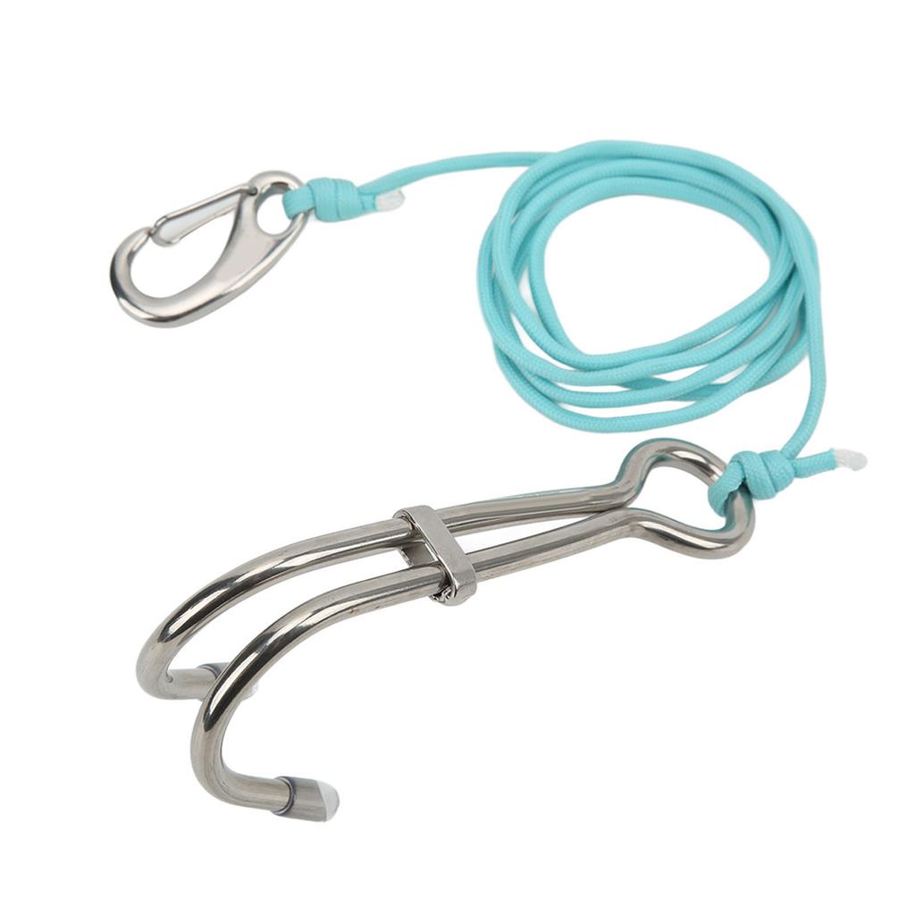 Scuba Diving Double Dual Stainless Steel Drift Hook with Luminous Line for Cave Dive AccessoriesLuminous Sky Blue
