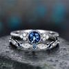 Stylish Zircon Women’s Two-Piece Ring Set with Micro-Emerald Detail