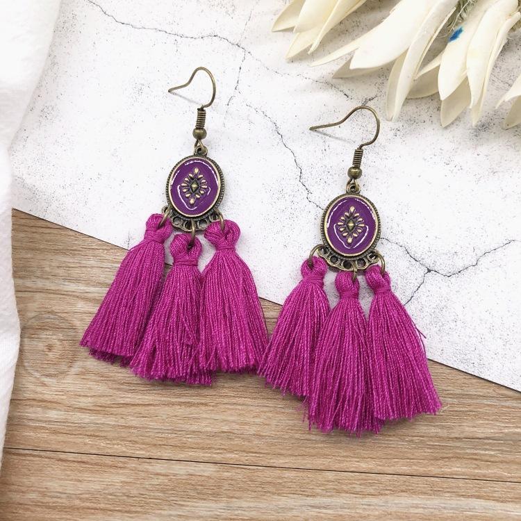 

Ретро праздничный стиль темпераментные серьги с бахромой интернет-знаменитость длинные женские серьги с личностью универсальные этнический стиль ушные украшения