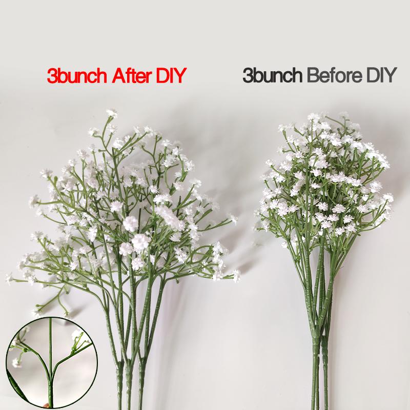 Umělé minihlavice Gypsophila Hortenzie Bílé květiny Svatební potřeby Domů DIY Dekor pro miminko Umělé květinové aranžmá