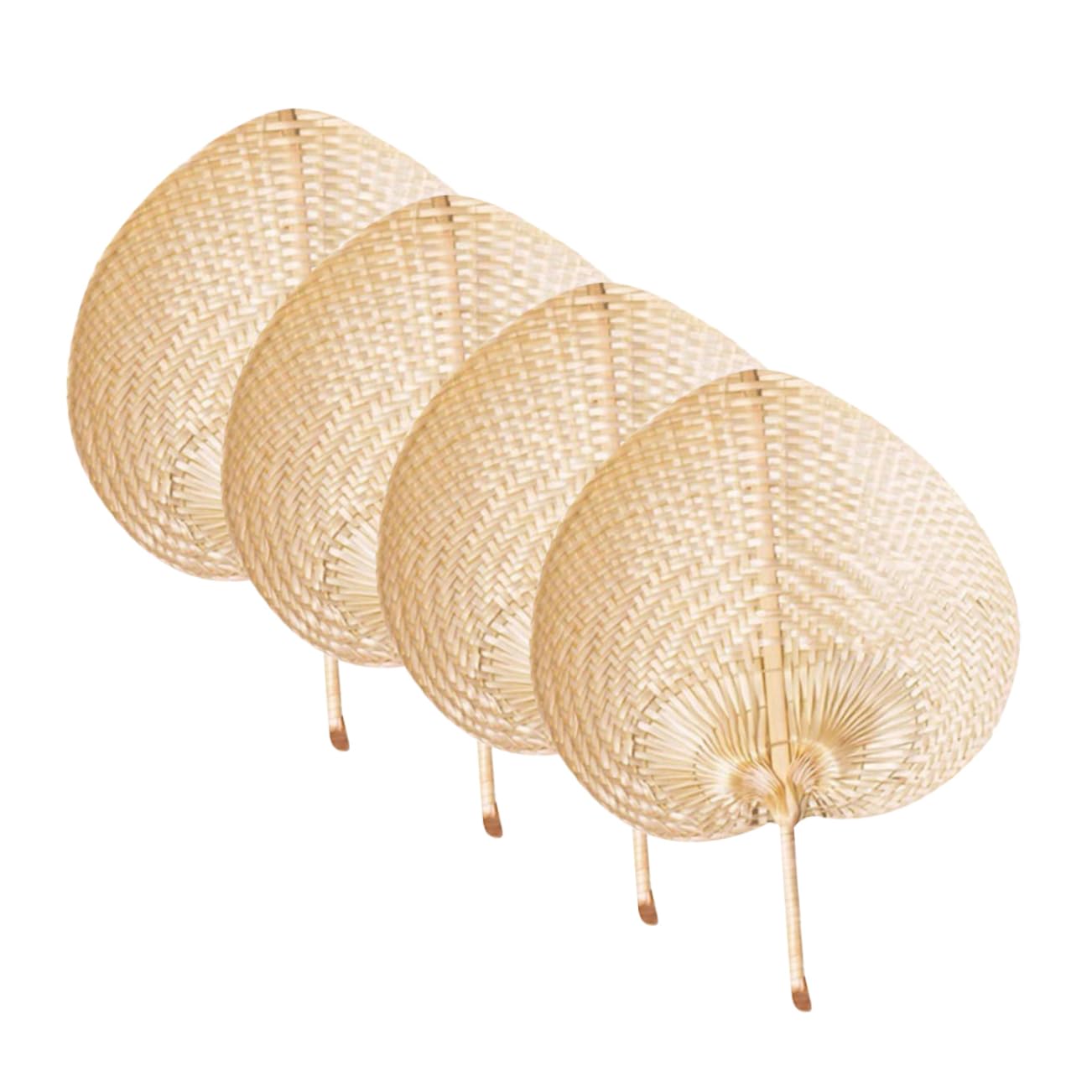 ULTECHNOVO Набор из 4 ручных бамбуковых вееров, Большие плетеные веера, Портативные ручные веера, Легкие летние охлаждающие веера, Идеально для помещений и улицы De