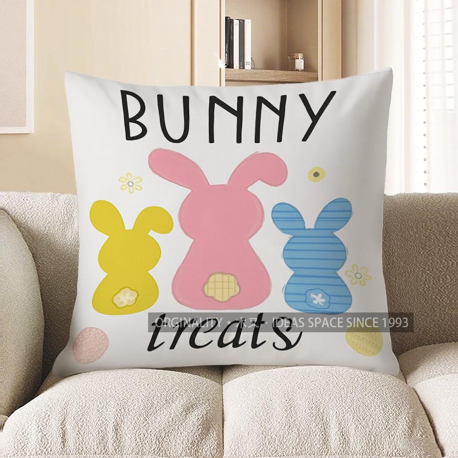 Home Decor Happy Easter Decorative Throw Pillow Cover Pattern Cushion Cover Suitable for Sofa Bedroom Car Pillow Cover