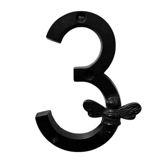 Bee House Number for Outside, Weather-proof Alloy Floating Address Numbers, Metal Number Sign for Door, Mailbox, Wall, Yard