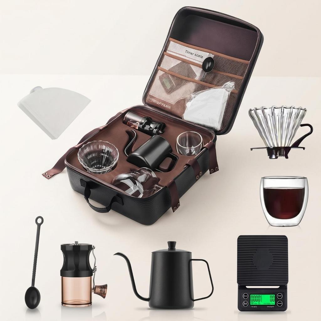 Coffee Kit with Carrying Case Hard-Shell Pour over Dripper Set