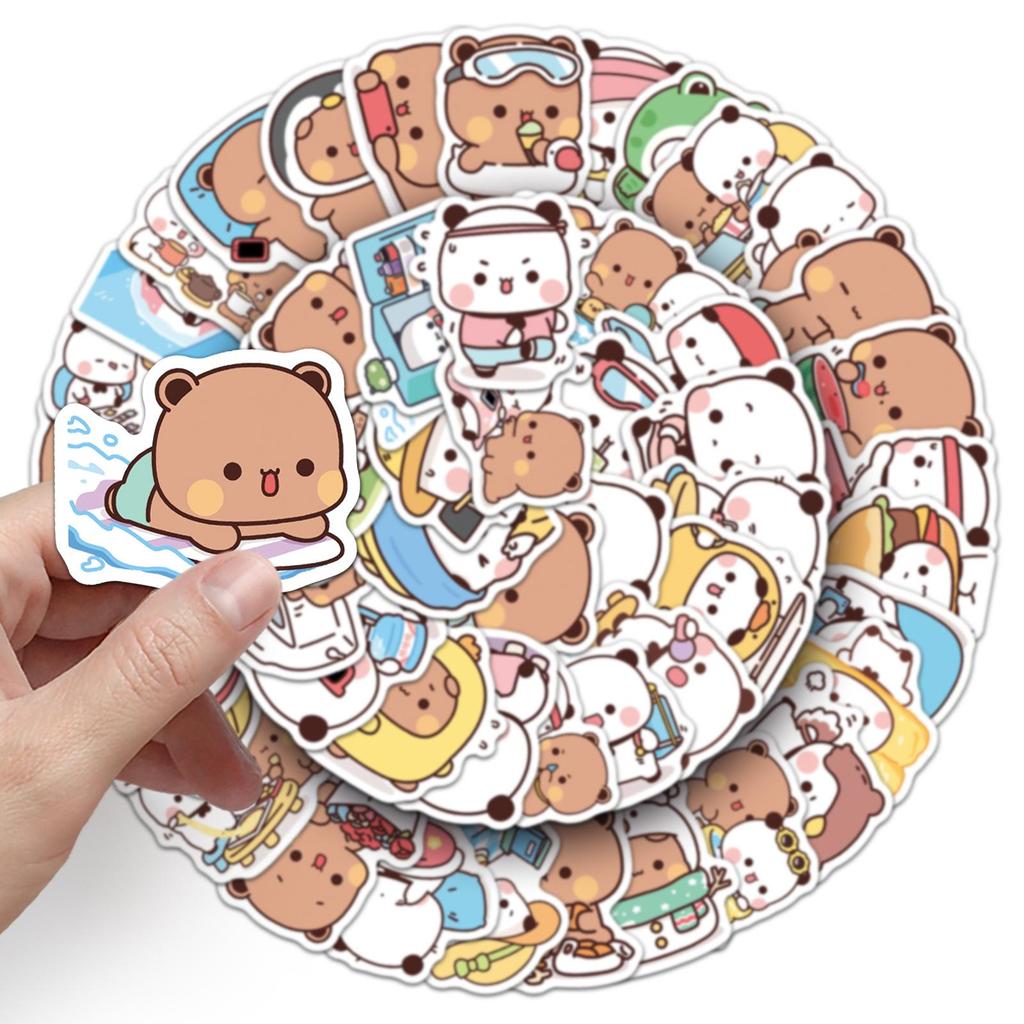 60 Cute Bear Emoticon Stickers: Waterproof Decor for Bottles, Stationery, and Computers