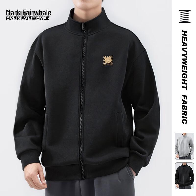 Mark Fairwhale Herren Schwere Jacke mit Stehkragen und Buchstabenaufdruck Sweatshirt