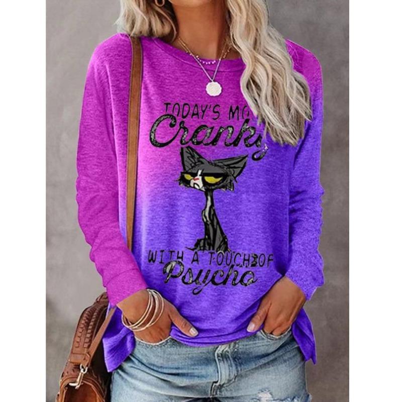 

Женская одежда, футболка с круглым вырезом и длинными рукавами с 3D-принтом для модных женщин 6XL