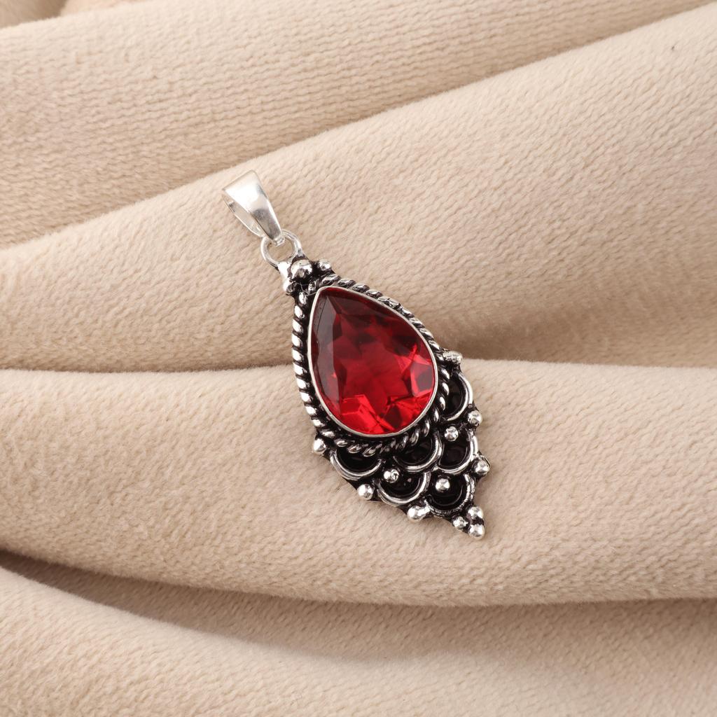 Pink Rubellite Gemstone 925 Solid Silver Handcrafted Women Pendant 1.5" For Birthday Gift PP-70-15
