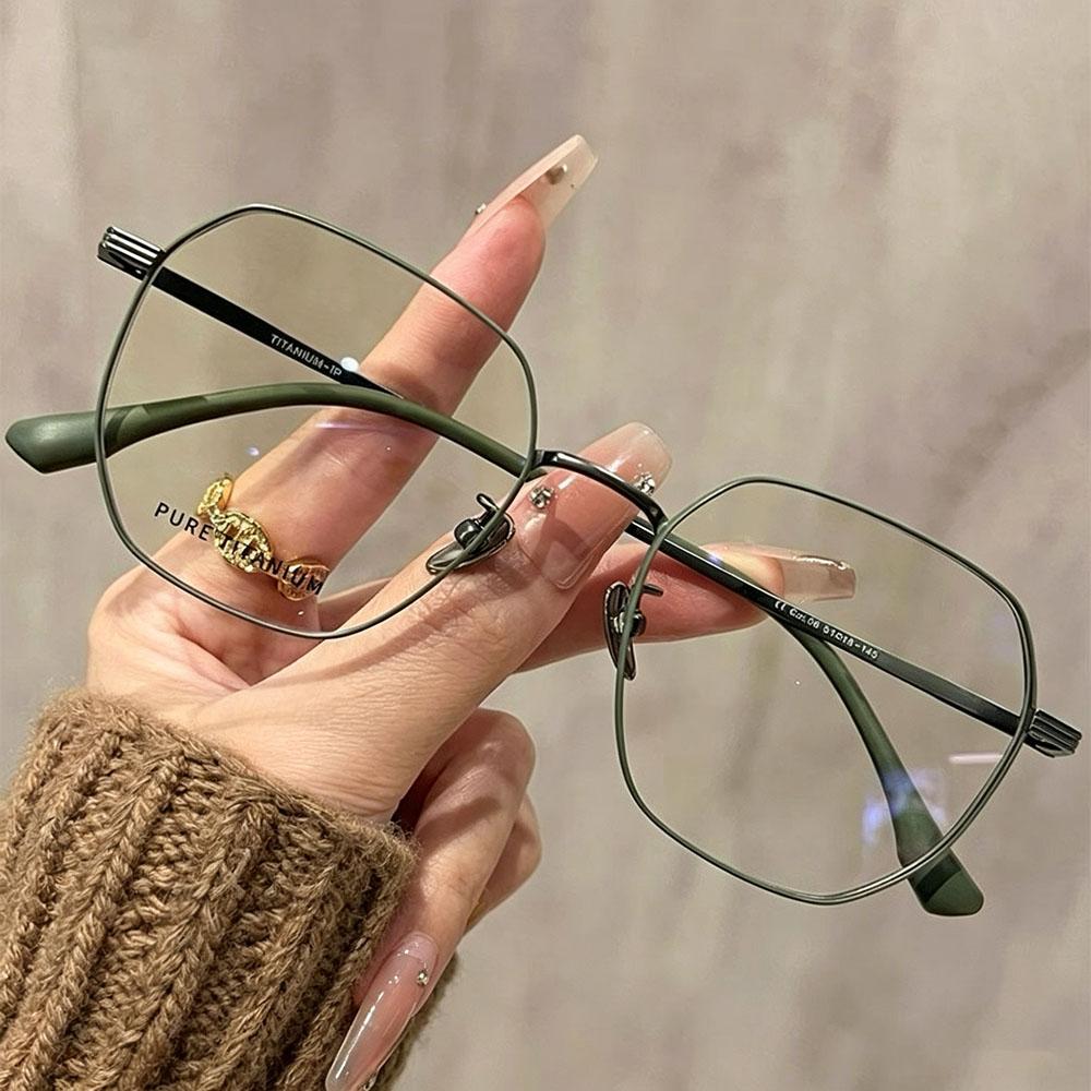Full Rim Eyeglasses Premium Eyeglasses Frames Polygonal Eyeglass Frame Compatible Pure Titanium Frame For Daily Commuting Study