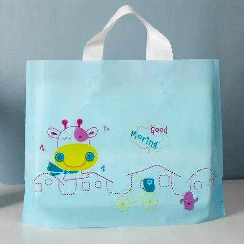 50pcs Plastic Handbag Clothing Store Shopping Packaging Gift Storage Portable Color Shop Universal Bags for Business Pocket