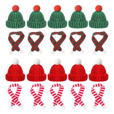 10/20 stücke Mini Santa Hut & Schal 2024 Neue Weihnachten Kostüm für Katze Kaninchen Puppe Lollipop Flasche DIY Xmas Party dinner Dekoration