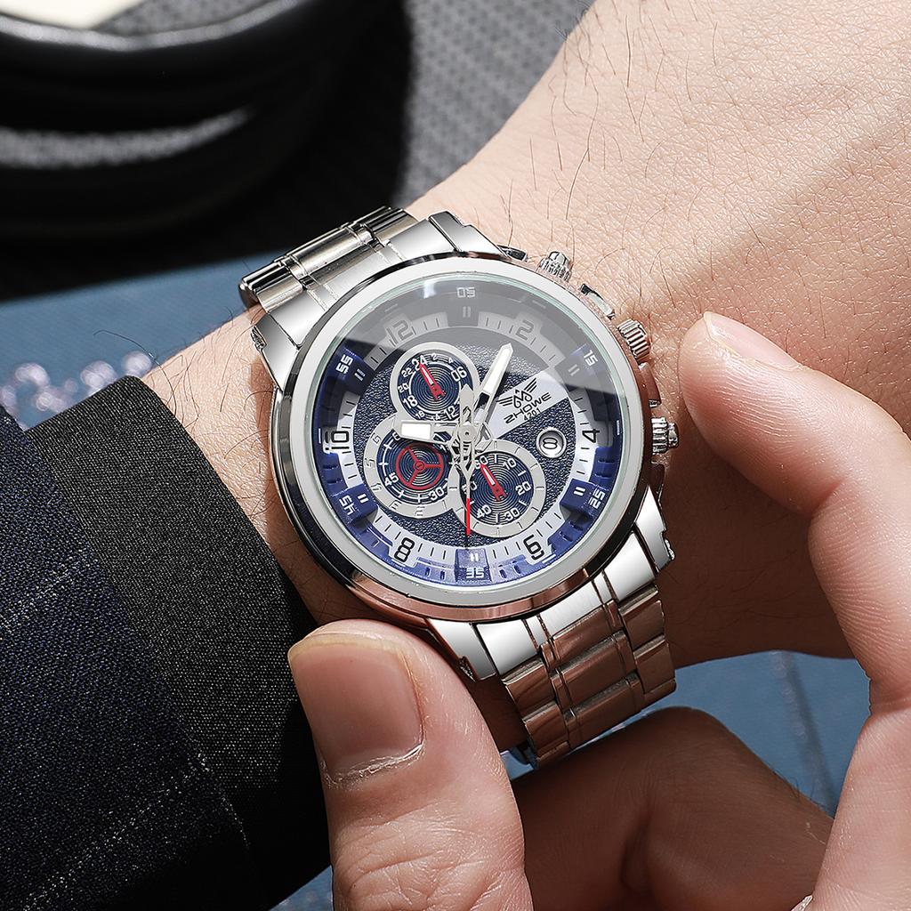Fashion Men's Calendar Quartz Watch Luxury Stainless Steel Band Men Business Watches Reloj Hombre