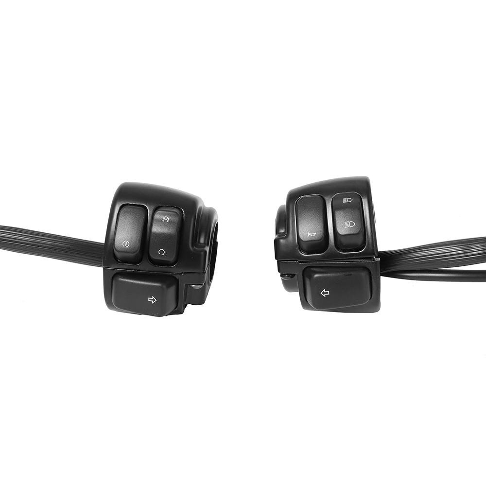 1"25mm Handlebar Control Switch Motorcycle Motorbike Turn Signal Switches Button With Wiring Harness Black/ Chrome For Harley