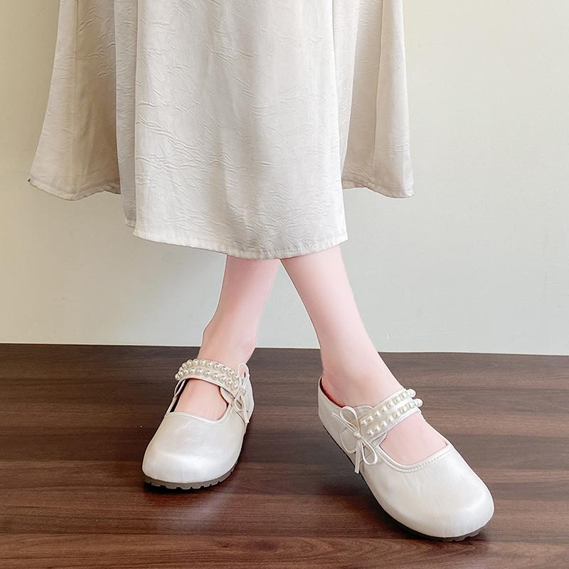 Fashion CRLAYDK Women's Slip On Mule Pearl Height Increase Comfortable Casual Backless Loafers Classic Walking Ladies Dressy Slide