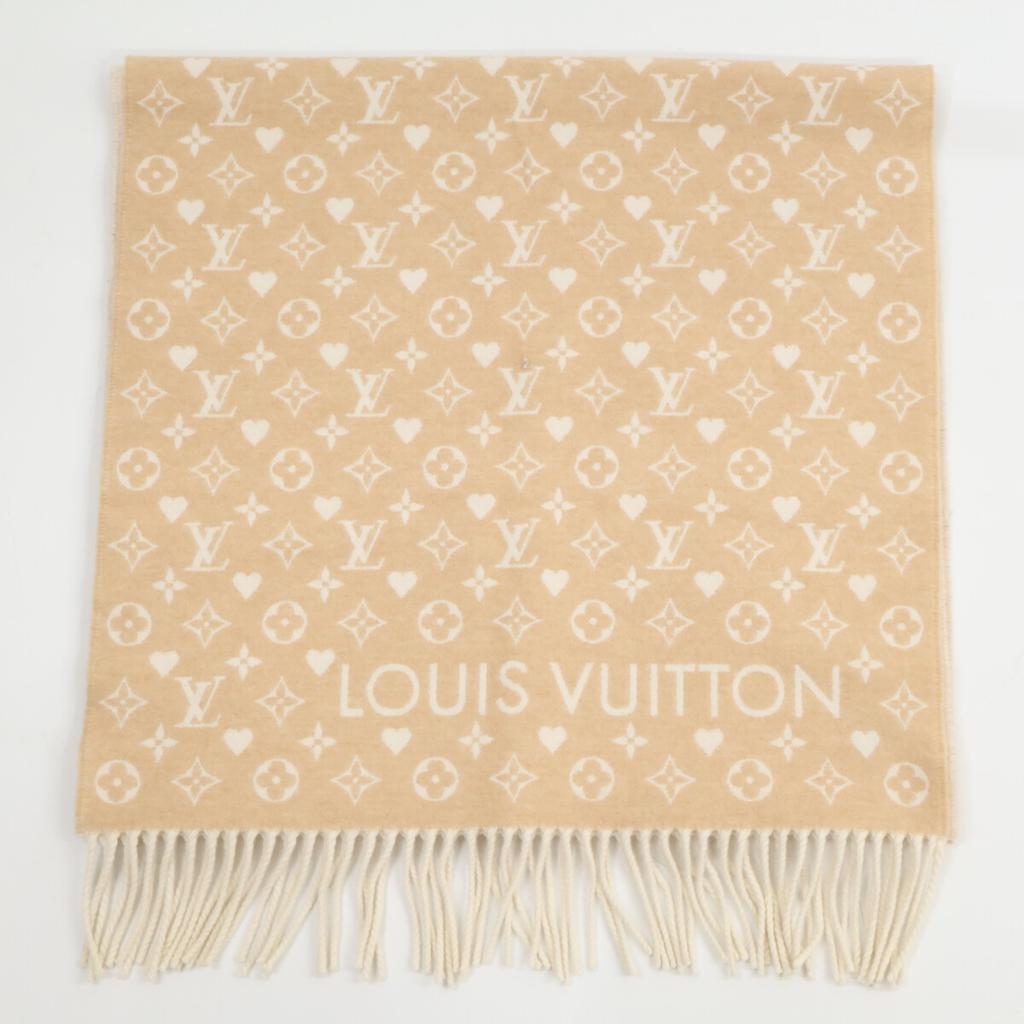 LOUIS VUITTON [Excellent condition/22 year old] M76900 Echarpe Game On Monogram Fringe Scarf beigeUsed