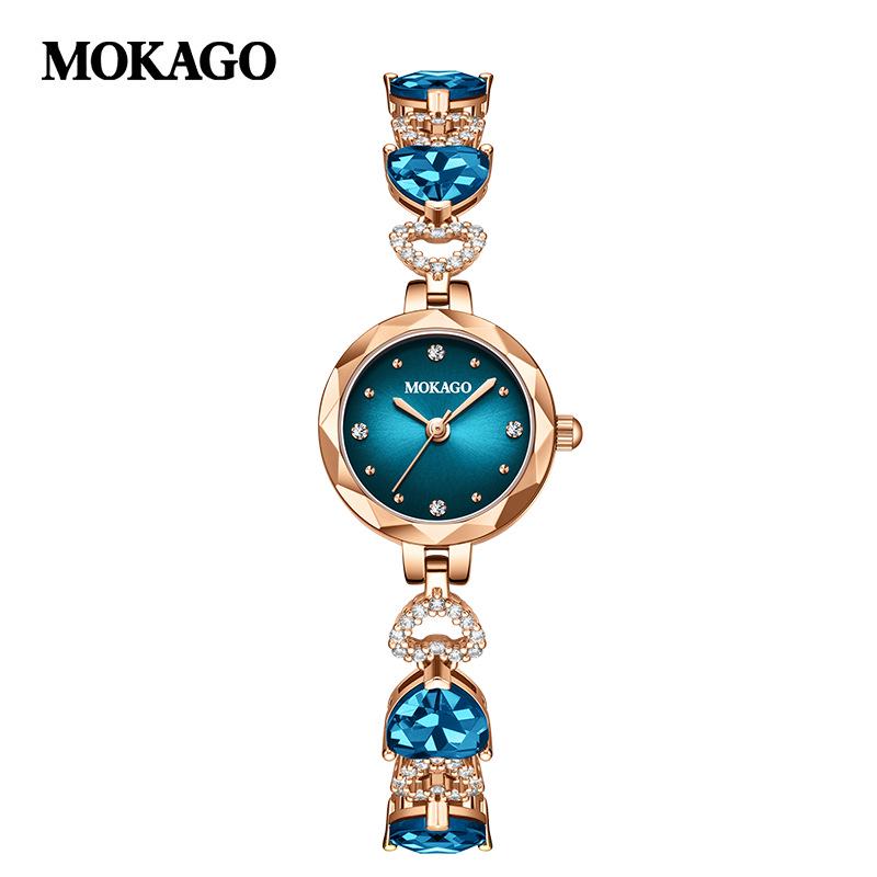 MOKAGO Ocean Heart Crystal Diamond Women s Fashion Bracelet Watch