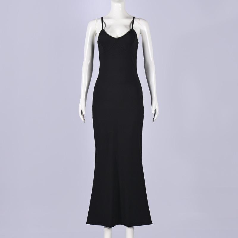 Damenkleid Sommer Sexy Enganliegend Rückenfrei V-Ausschnitt Abendpartykleid für Damen Mode Elegant Lässig Ärmellos Einfarbig Damenkleider