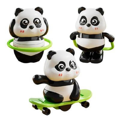 3Pieces Wind Up Mechanical Sport Panda Toy Spring Mechanical Animal Playset for Creative Learning and Kids Fun Activity