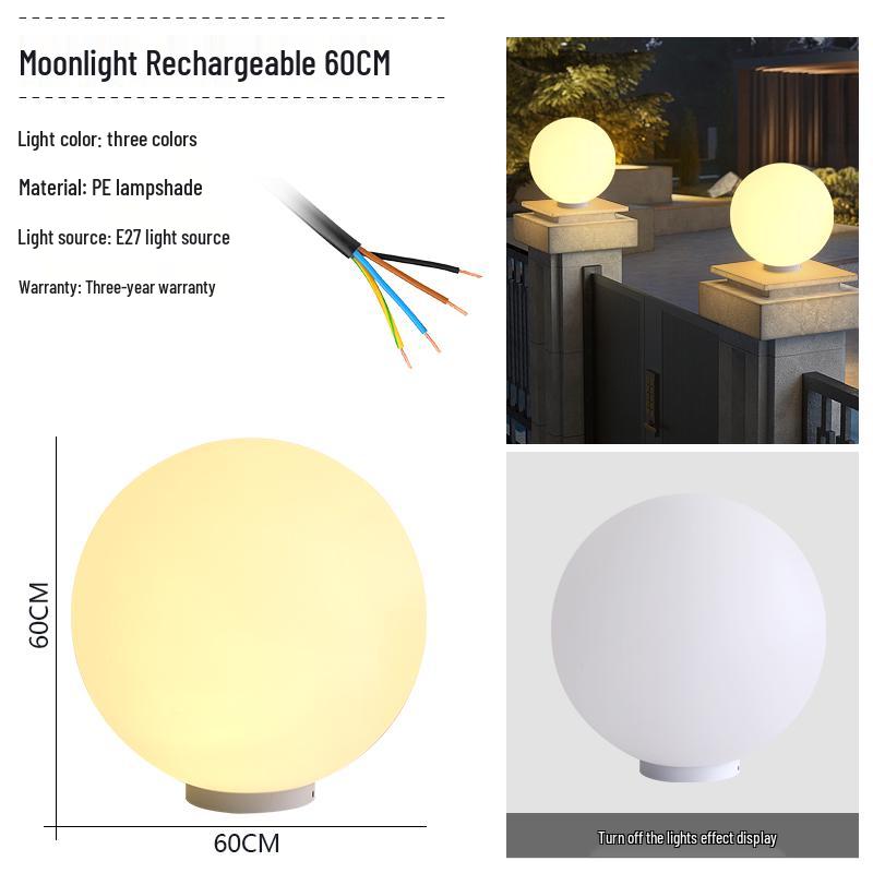 Wasserdichte Solar-Gartenpfostenleuchten - Runde Kugel für Außenpfosten und Zäune