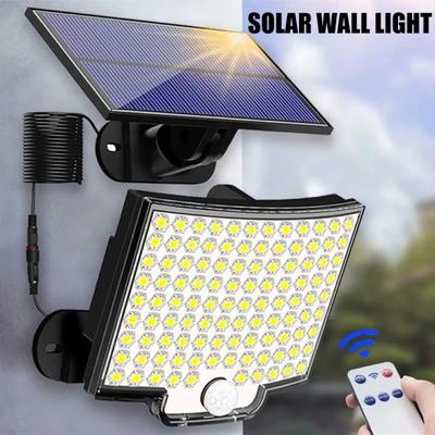 LED solární lampa 4 pracovní režimy Dálkové ovládání Floodlight Venkovní zahradní dvůr Vodotěsné nástěnné světlo