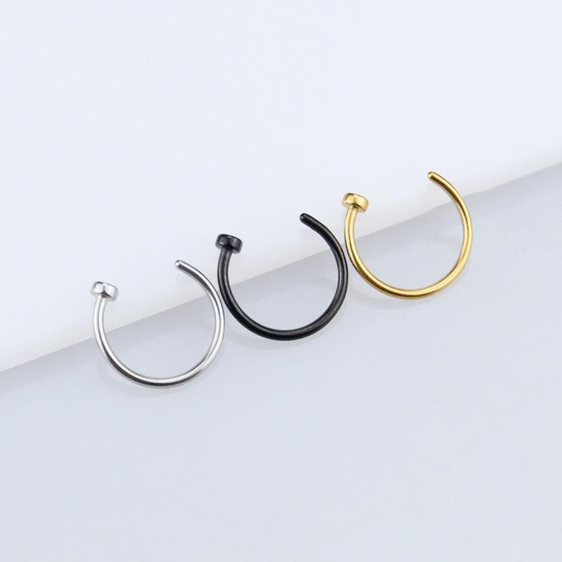 European & American Fashion Titanium Steel Lip & Nose Ring - C-shaped Fake Nose Stud Jewelry