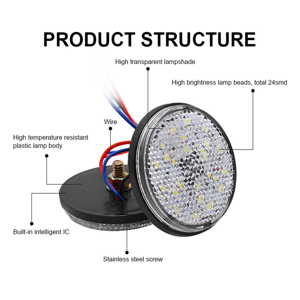 Car Round Tail Lights Warning Light Bulbs Motorcycle Brake Stop Marker Lamp Turn Singal Light