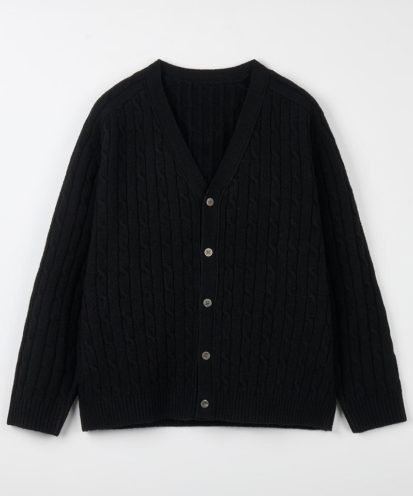 Nodu Cable Saddle Crop Cardigan [Black]