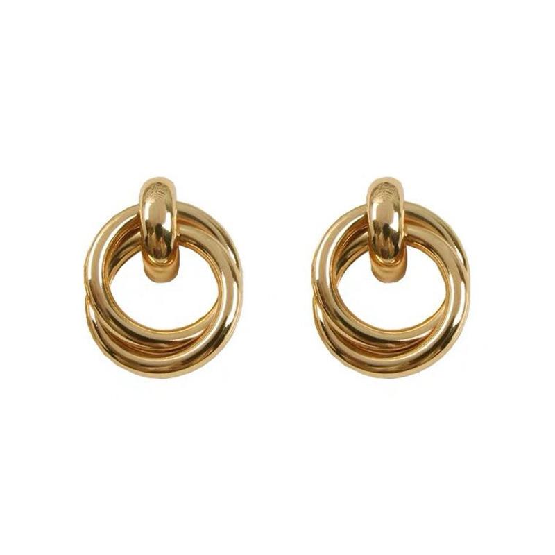 Earrings Fashion Earrings Textured Double Layer Metal Wrapped Earrings Factory Direct Supply [Special Offer]