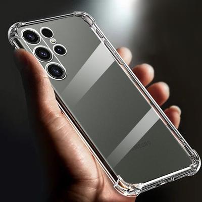 Verdickter Airbag, stoßfest, klare, weiche TPU-Telefonhülle für Samsung Galaxy S24 Ultra S23, transparent und Rückseite, S 24 23 Hüllen