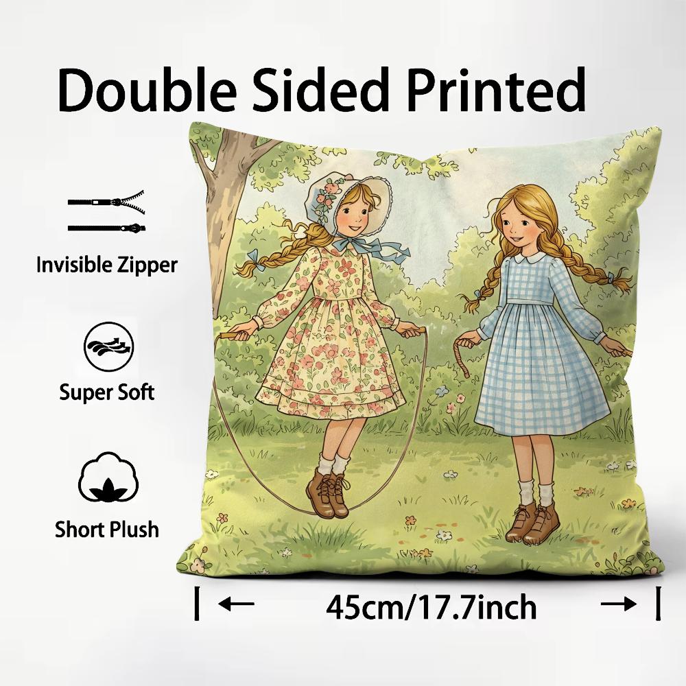 Umění Sarah Kay Dívka na houpačce Povlak na polštář Plyšová látka Měkký Oboustranně tištěný Pohovka Teplý Zimní Domov Dětský dárek Povlak na polštář