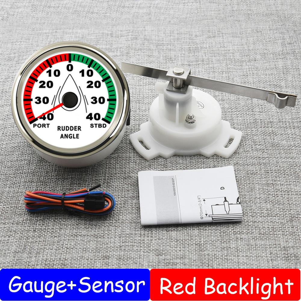 ZMFJH 85mm Boat Marine Rudder Angle Indicator With Rudder Angle Sensor 0-190ohm Rudder Angle Gauge PORT-STBD for Yacht 12V24V WS Gauge and Sensor