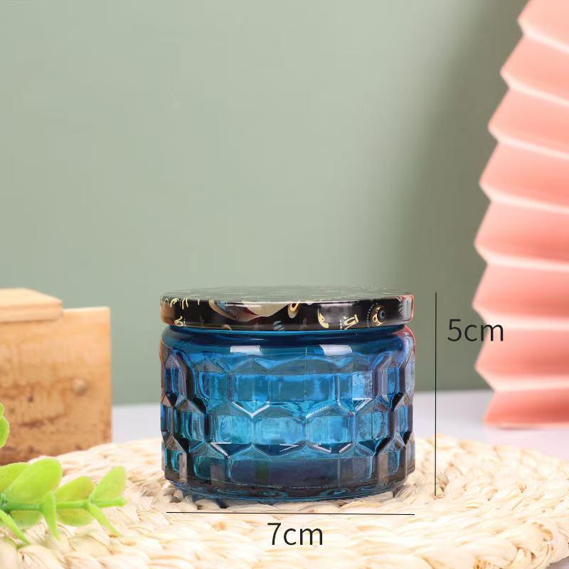 Embossed Glass Jar: DIY Flameless Scented Candle Cup with Colored Pattern