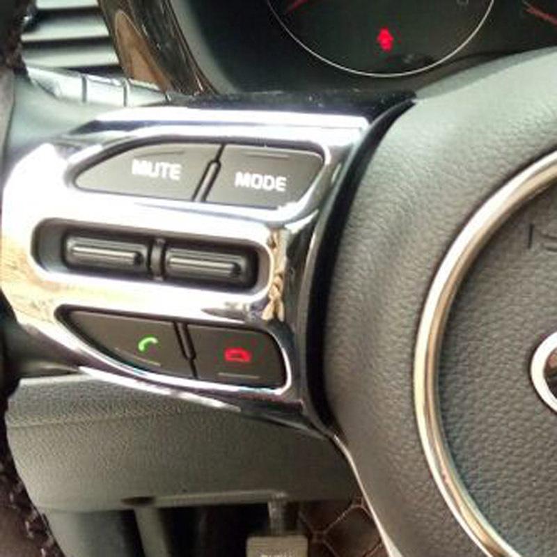 For Kia Picanto 2018-/Morning  Steering Wheel ABS Chrome Decorative Cover Steering Wheel Button Adjuster Sticker Trim