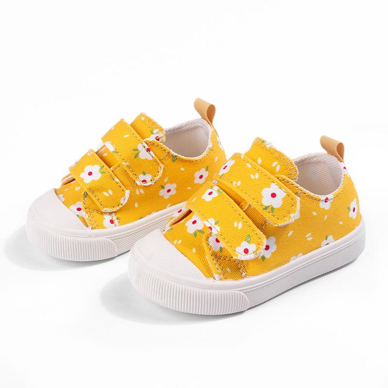 

Spring Floral Baby Girl Canvas Shoes with Soft Sole 14.4cm жовтий