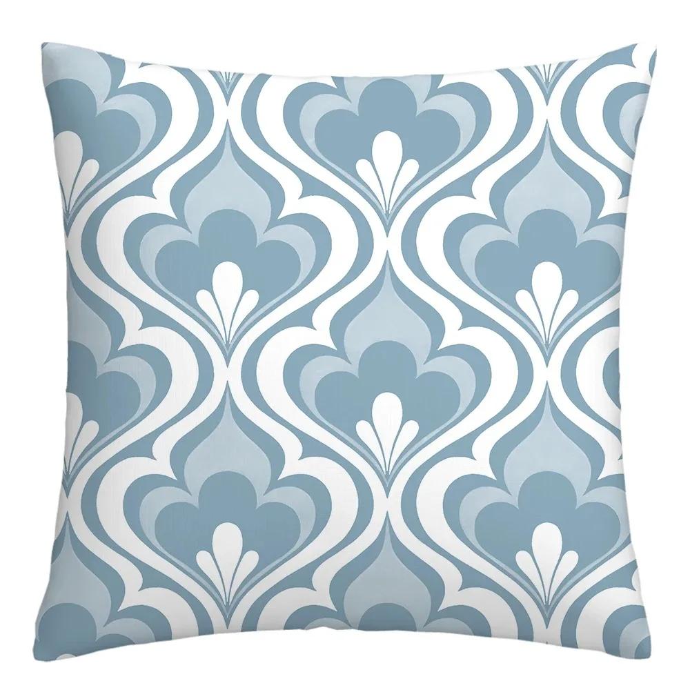 Blue and White Geometric Decorative Pillowcase Living Room Office Home Pillowcase Car Ornaments Ideal Gift