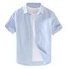 Men's Summer Cotton Linen Pocket Cardigan Square Collar Short Sleeve Casual Shirt